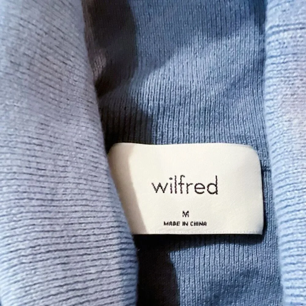 Wilfred Rebecca Cropped Wool Turtleneck Sweater Dusty Blue Size Medium